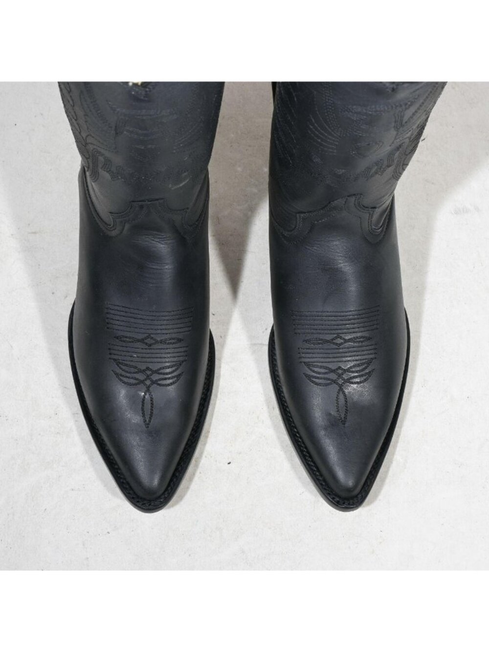 Vintage Black Leather Western Cowboy Boots Deadstock Matte Finish Men's Size 10 - Picture 5 of 6